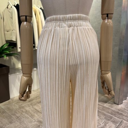 밴딩 벨로아 플리츠 일자 바지