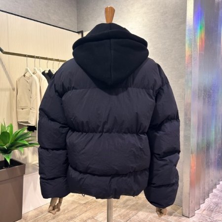 레이어드 후드 패딩 점퍼