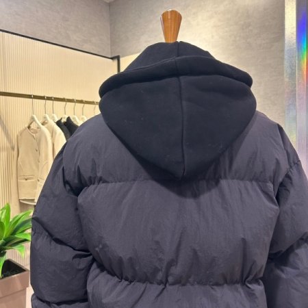 레이어드 후드 패딩 점퍼