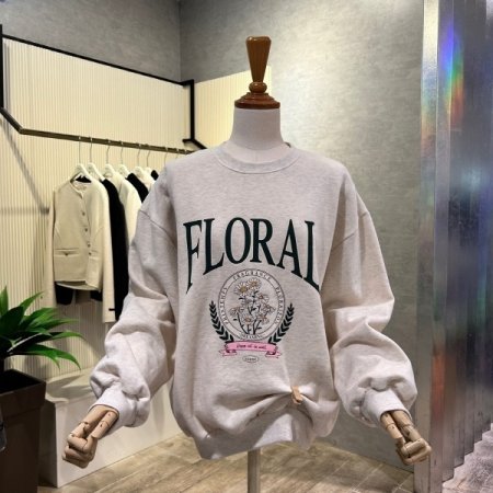 레터링 라운드 기모 티셔츠