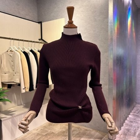 반 폴라 사선 골지 니트