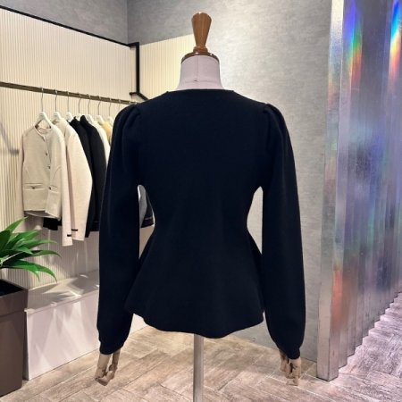 단추 V라인 퍼프소매 가디건