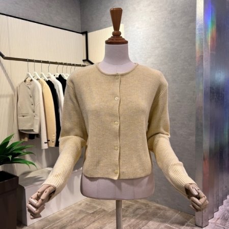 단추 크롭 골지 가디건