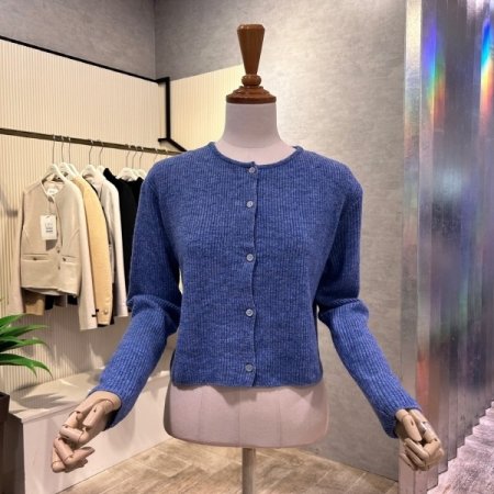 단추 크롭 골지 가디건