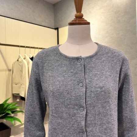 단추 크롭 골지 가디건