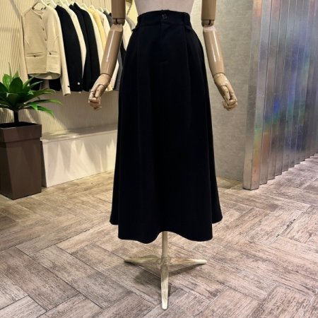 백 밴딩 투턱 롱 스커트