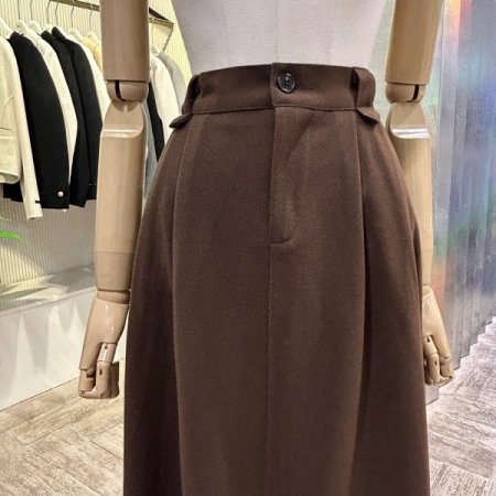 백 밴딩 투턱 롱 스커트