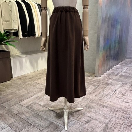 백 밴딩 투턱 롱 스커트