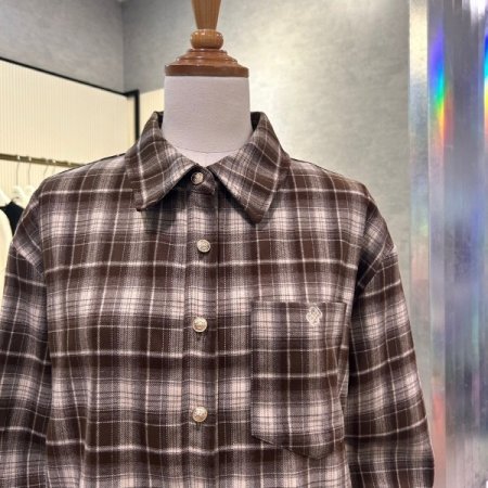 크롭 체크 셔츠