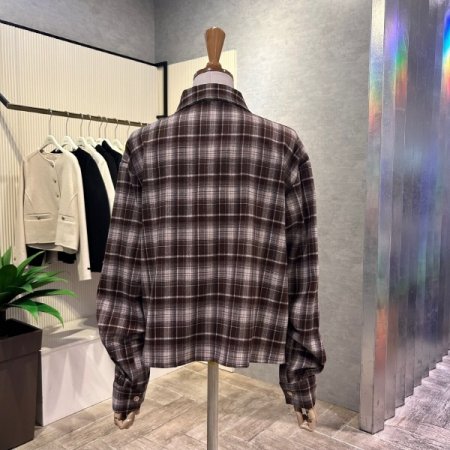 크롭 체크 셔츠