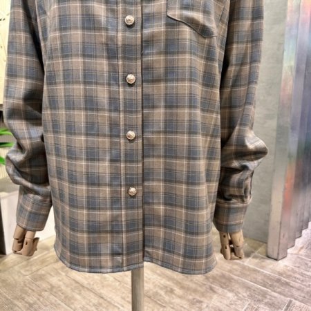 언발 박시 체크 셔츠