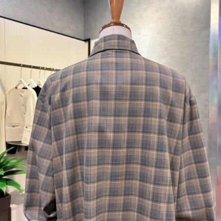 언발 박시 체크 셔츠