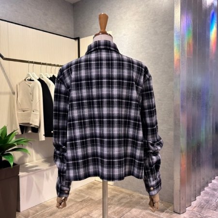 체크 크롭 셔츠