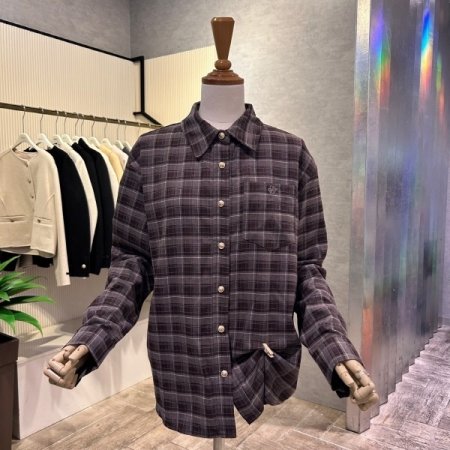 체크 언발 박시 셔츠