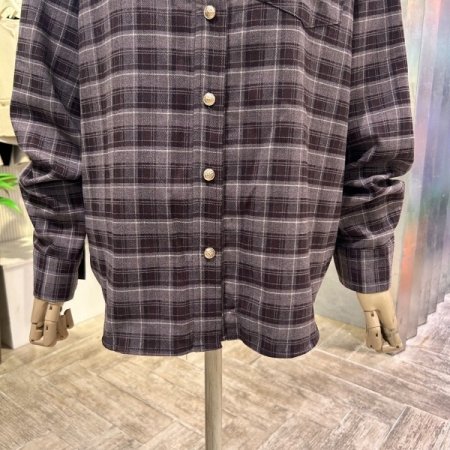 체크 언발 박시 셔츠