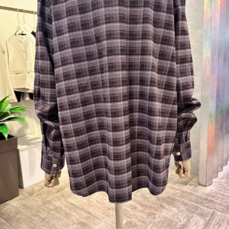 체크 언발 박시 셔츠