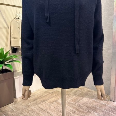 후드 꽈배기 라인 니트