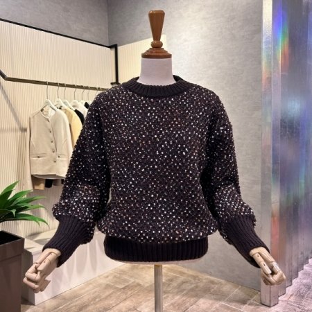 라운드 도트 배색 니트