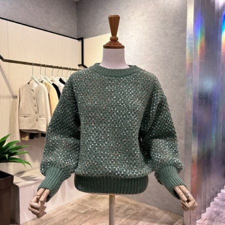 라운드 도트 배색 니트