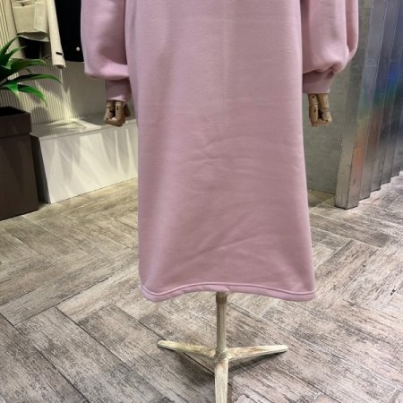 레터링 자수 기모 후드 롱 원피스