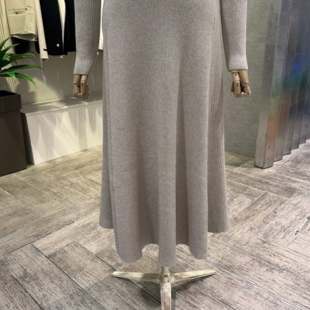 골지 니트 플레어 롱 원피스