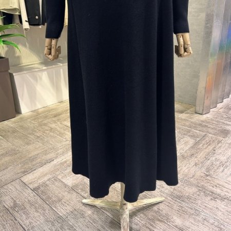 플레어 골지 니트 롱 원피스