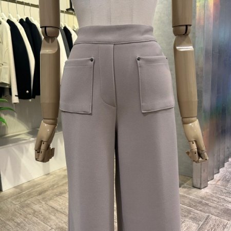 백 밴딩 포켓 기모 와이드 팬츠