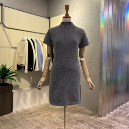 니트 반팔 미니 원피스