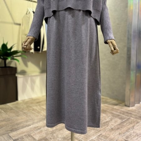 케이프 세트 니트 롱 원피스