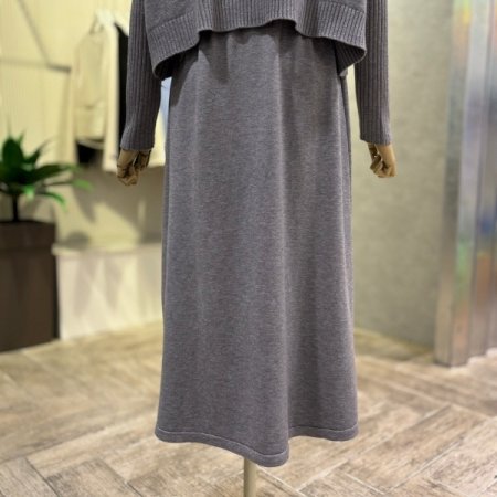 케이프 세트 니트 롱 원피스