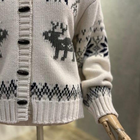 자가드 패턴 니트 카라 가디건