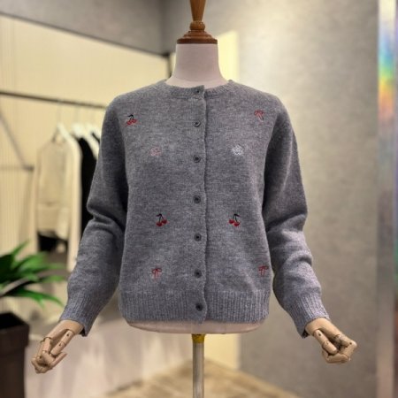 자수 라운드 가디건