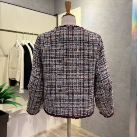 부클 라인 배색 컬러 트위드 재킷