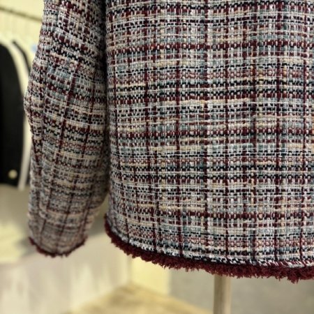 부클 라인 배색 컬러 트위드 재킷