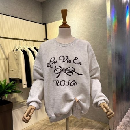 자수 기모 셋업 라운드 티셔츠