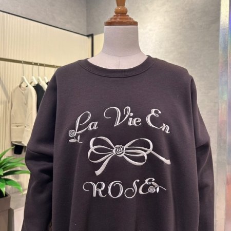 자수 기모 셋업 라운드 티셔츠