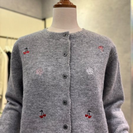 자수 포인트 라운드 가디건