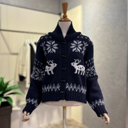 패턴 니트 카라 가디건