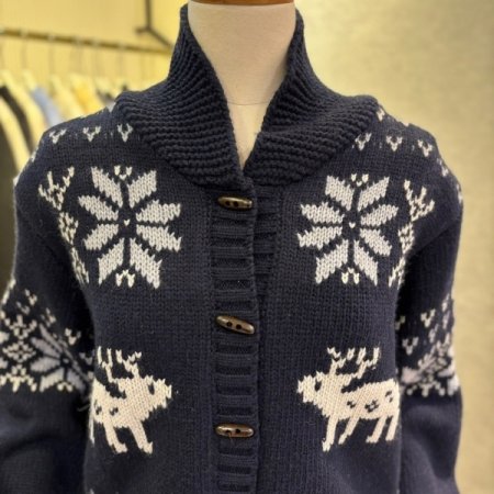 패턴 니트 카라 가디건