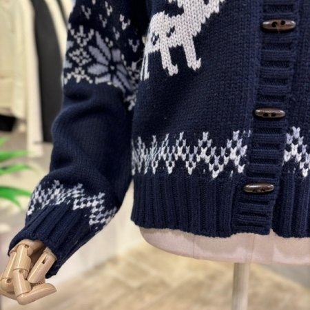 패턴 니트 카라 가디건