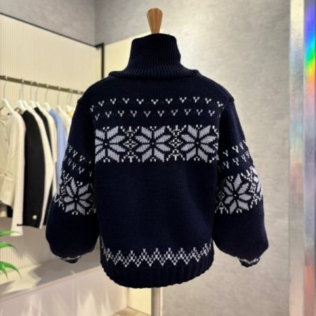 패턴 니트 카라 가디건