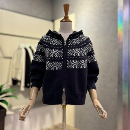 패턴 집업 후드 가디건