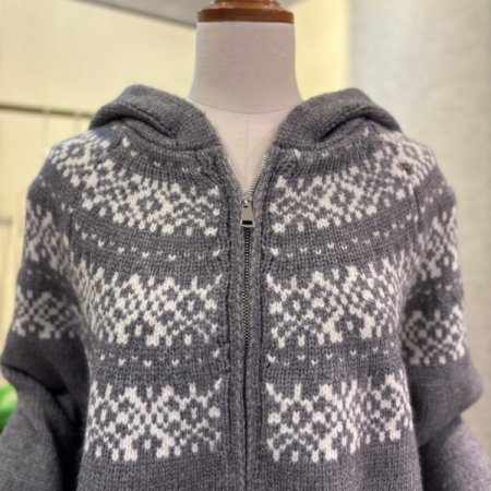 패턴 집업 후드 가디건