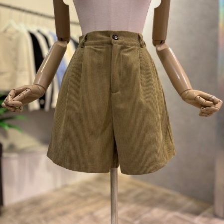 백 밴딩 투턱 골덴 반바지