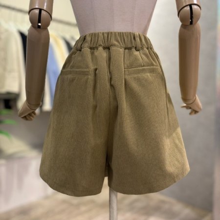 백 밴딩 투턱 골덴 반바지