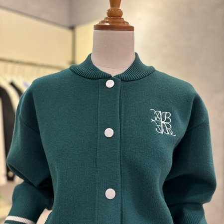 라인 배색 단추 가디건