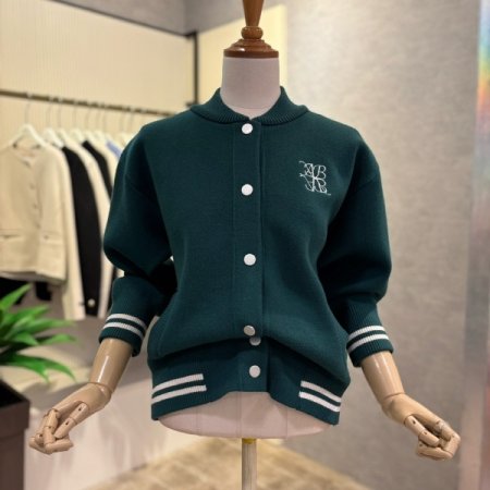 자수 마크 배색 단추 가디건