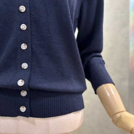 라운드 배색 카라 가디건