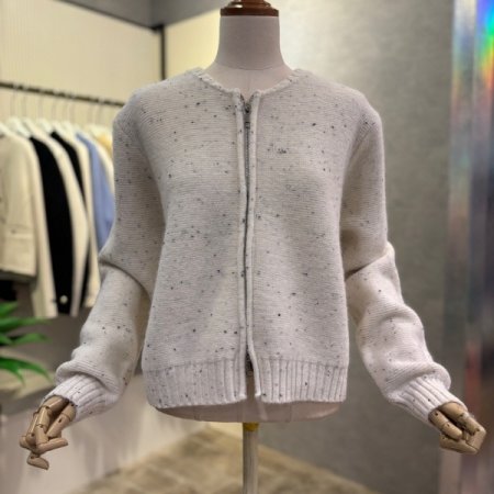 컬러믹스 집업 라운드 가디건