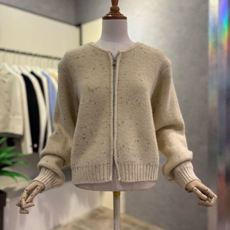 컬러믹스 집업 라운드 가디건